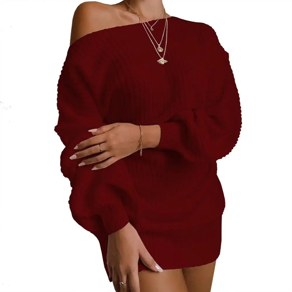 Womens Dresses Spring Fashion Cold Shoulder Lantern Sleeve Casual Plai – My  Store