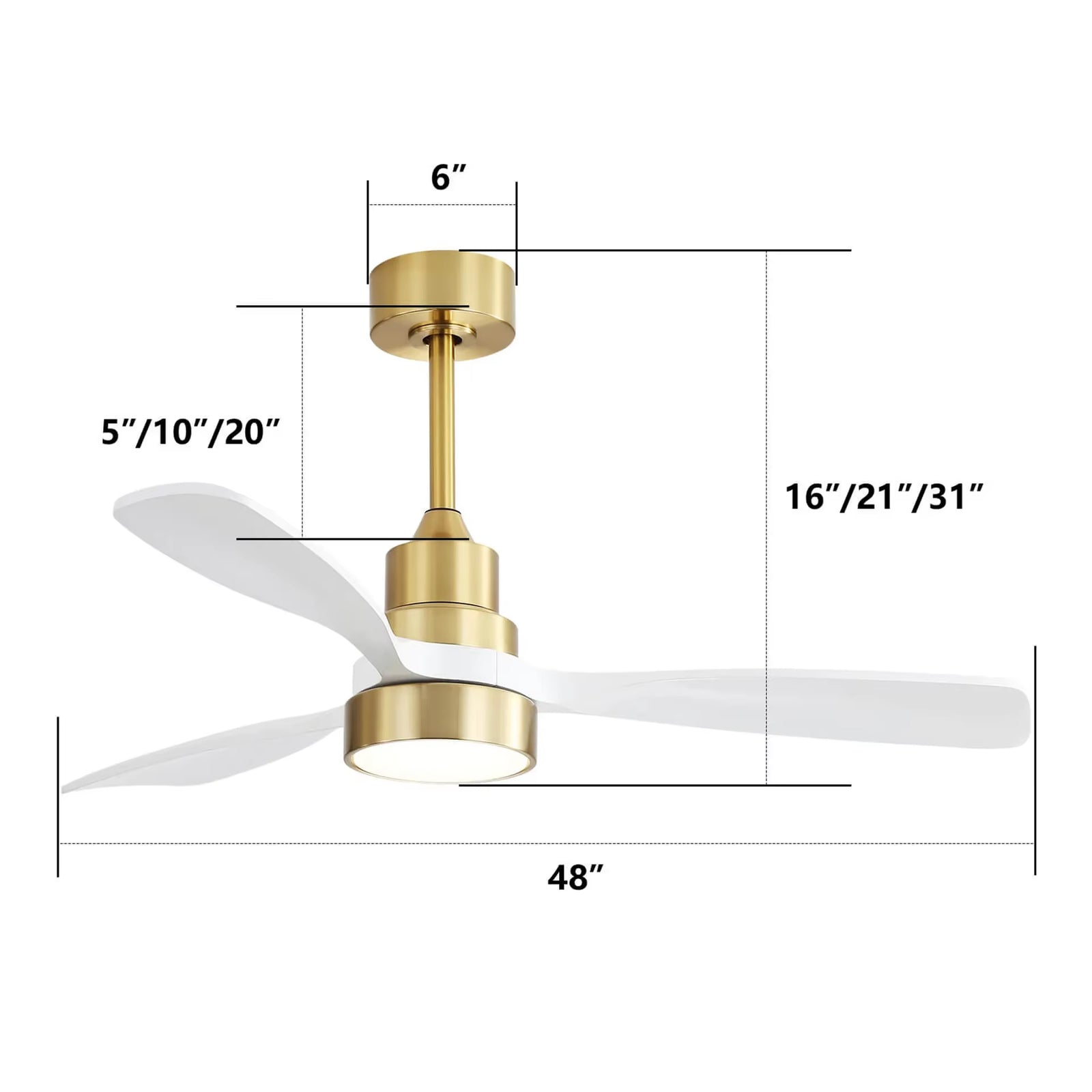 Modern 48-Inch Ceiling Fan with LED DC 6-Speed High Wind Speed with Remote Control