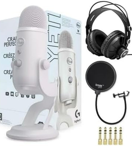 Yeti USB Microphone (Blackout) Bundle with Knox Gear Headphones and Pop Filter (3 Items)