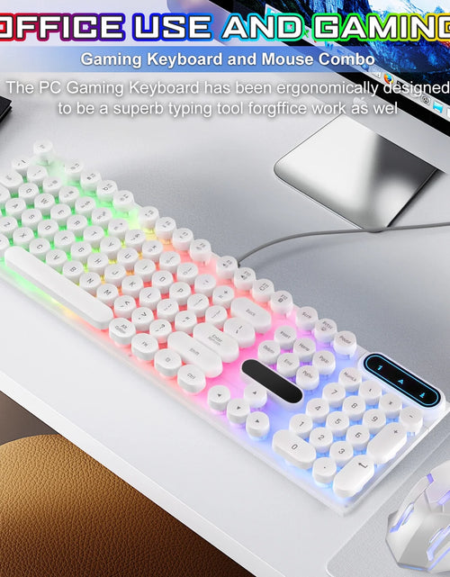 Load image into Gallery viewer, Gaming Keyboard and Mouse, Retro Punk LED Backlit Wired Computer Mouse and Keyboard Combo, for Game / Office, Windows Laptop PC (White)
