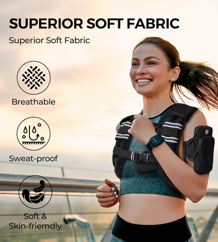 Weighted Vest with Ankle/Wrist Weights 6Lbs-30Lbs Body Weight Vest with Reflective Stripe, Size-Adjustable Workout Equipment for Strength Training, Walking, Jogging, Running for Men Women