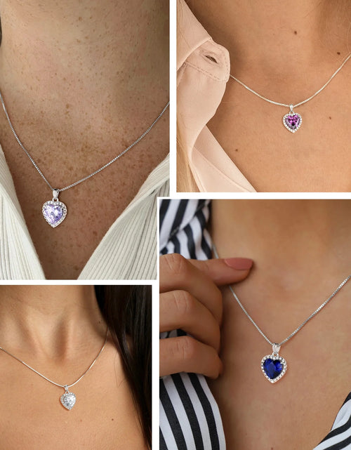 Load image into Gallery viewer, June Birthstone Jewelry Sets Women Alexandrite Heart Jewelry Set Necklace Earrings 925 Sterling Silver Fine Jewelry Birthday Mother&#39;S Day Gifts
