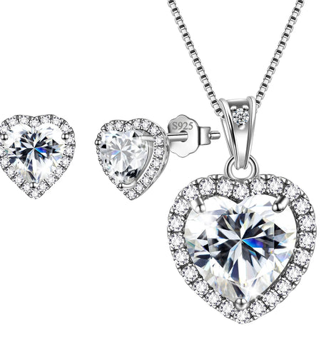 June Birthstone Jewelry Sets Women Alexandrite Heart Jewelry Set Necklace Earrings 925 Sterling Silver Fine Jewelry Birthday Mother'S Day Gifts