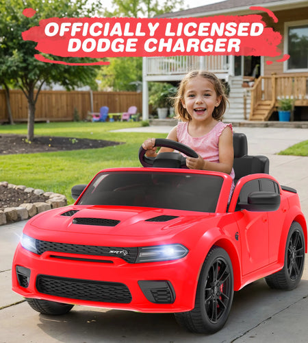 Dodge Electric Ride on Cars for Kids, 12V Licensed Dodge Charger SRT Powered Ride on Toy Cars with Parent Remote Control/Music/Led Headlights/Safety Belt for 3-5, Purple(Walmart Exclusive Color)