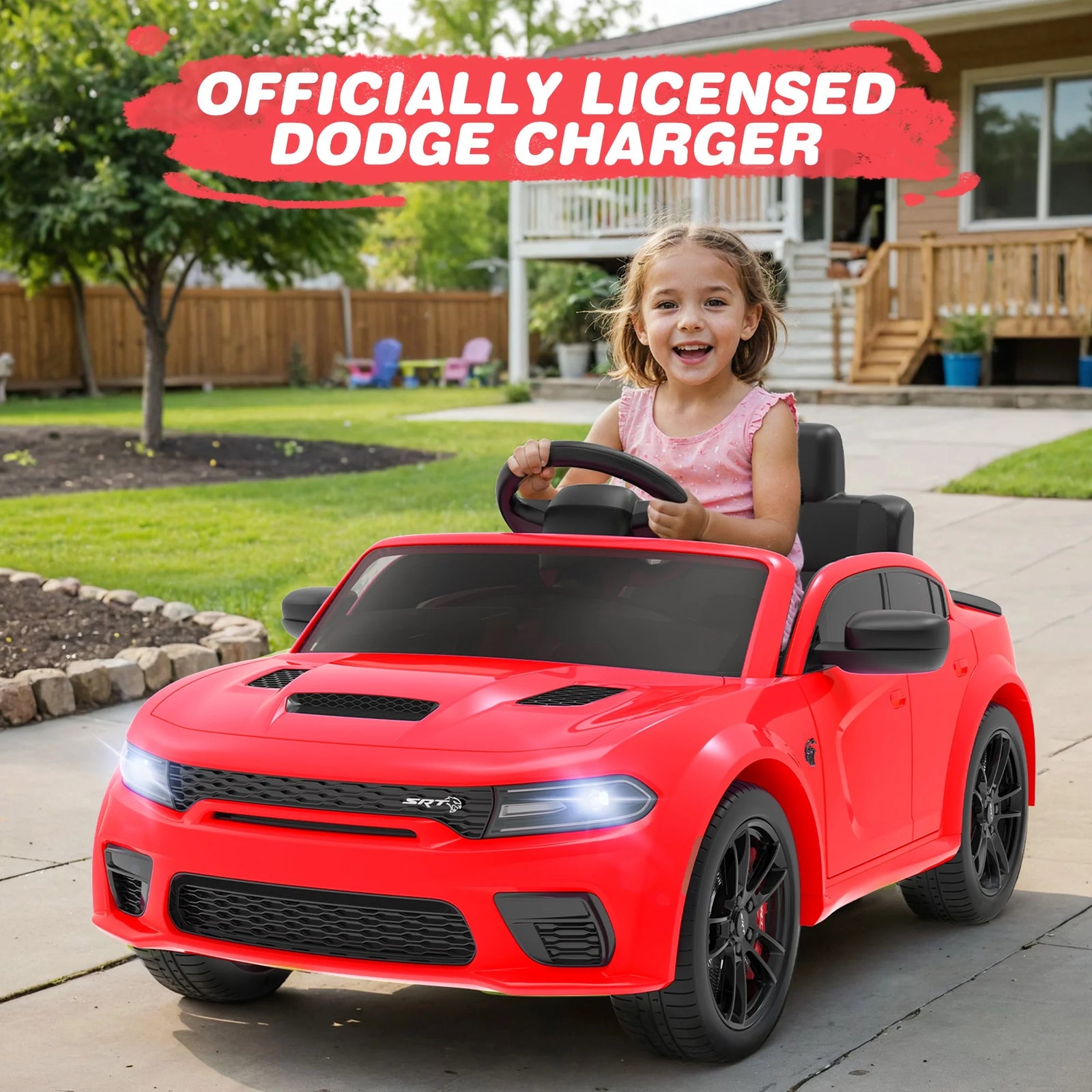 Dodge Electric Ride on Cars for Kids, 12V Licensed Dodge Charger SRT Powered Ride on Toy Cars with Parent Remote Control/Music/Led Headlights/Safety Belt for 3-5, Purple(Walmart Exclusive Color)