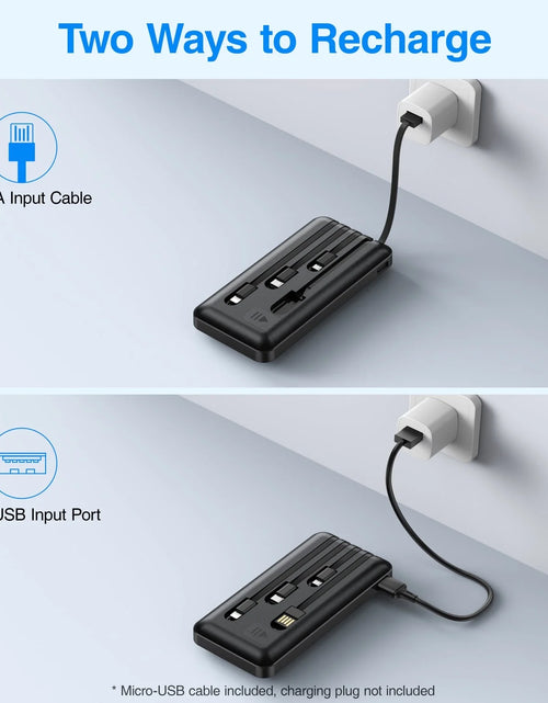 Load image into Gallery viewer, 20000Mah Power Bank Portable Charger with Cables, USB Battery Pack Compatible with Iphone &amp; Android Cell Phone
