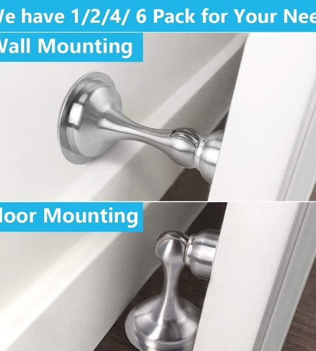 Door Stopper, Magnetic Door Stop, Stainless Steel, Magnetic Door Catch, 3M Double-Sided Adhesive Tape, No Drilling, Screws for Stronger Mount, Hold Your Door Open, for Wide Doors (2)