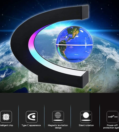 Magnetic Levitation Globe with LED Light, Cool Gadgets Floating Lamp Globe Decor, Cool Tech Gifts for Men/Father/Husband/Boyfriend/Kids/Boss, Great Technology Gifts Idea (Blue)