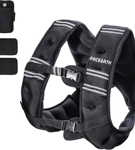 Weighted Vest with Ankle/Wrist Weights 6Lbs-30Lbs Body Weight Vest with Reflective Stripe, Size-Adjustable Workout Equipment for Strength Training, Walking, Jogging, Running for Men Women