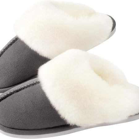 Women'S Slippers Fuzzy Warm Comfy Faux Fur Slip-On Fluffy Bedroom House Shoes Memory Foam Suede Cozy Plush Breathable Anti-Slip Indoor & Outdoor Winter