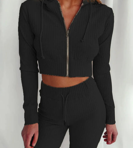 Women'S Hooded Long Sleeve Waist Suit, Slim Sports Zipper, Casual Fashion Trend 2024