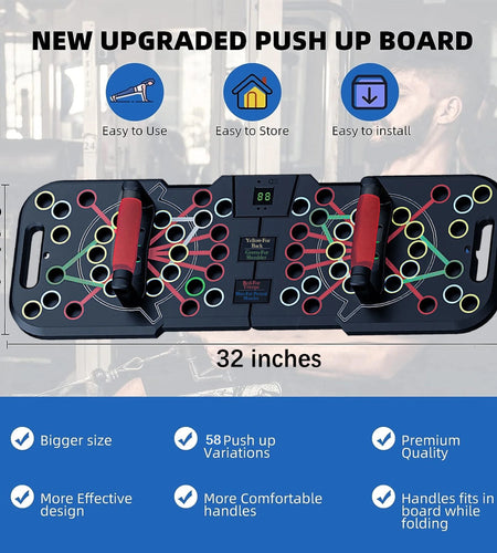 Push up Board with Smart Count,Multi-Function 60 in 1 Push up Bar (Foldable & Portable),Push up Handles for Floor,Professional Home Workout Equipment,Gym Equipment Strength Training Equipment for Men