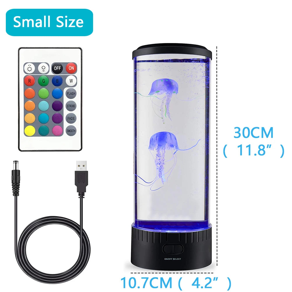 Jellyfish Lamp Color Changing Remote Control Aquarium Tank LED Night Light Birthday Gift USB Charging Relaxing Mood