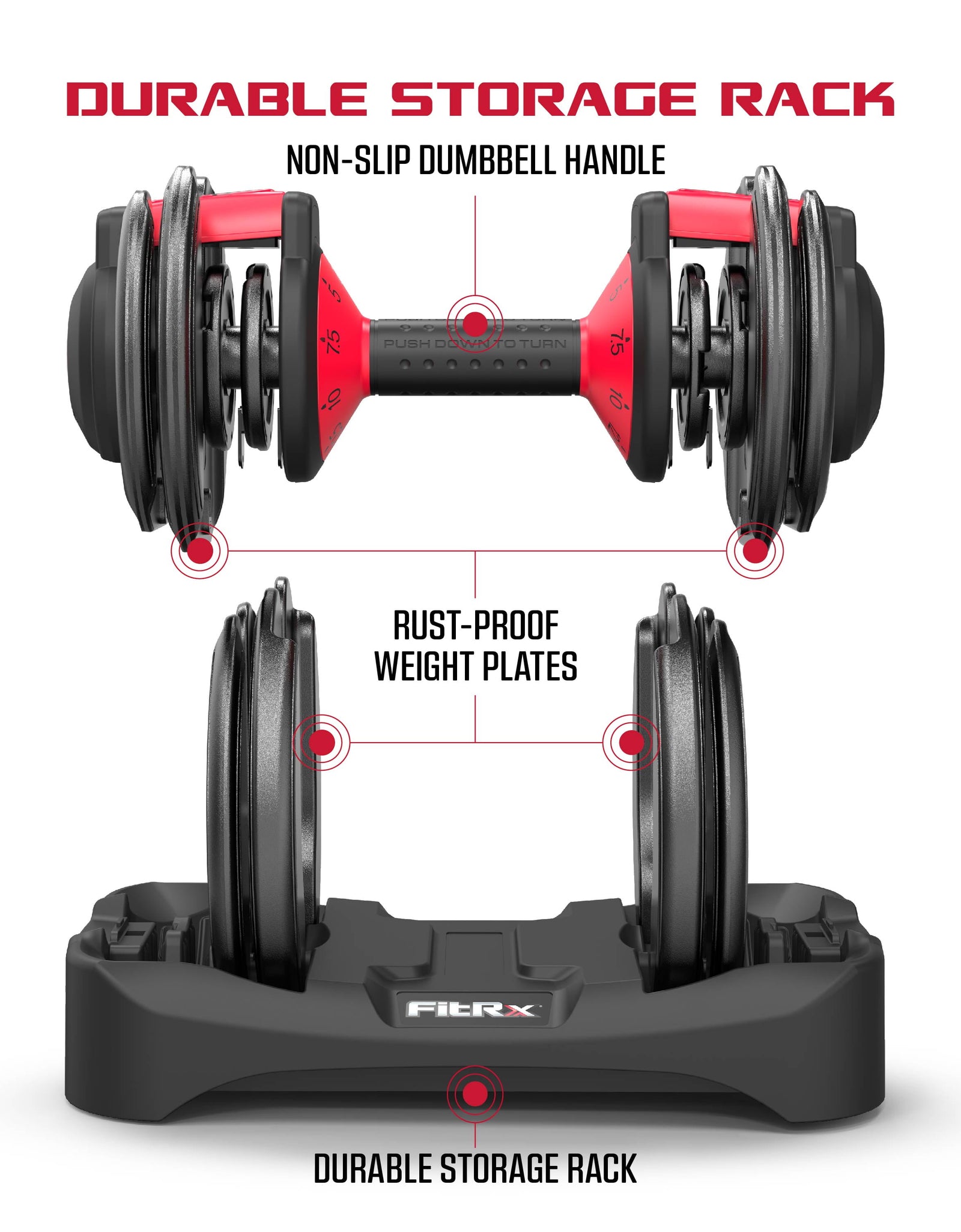 Smartbell, 25Lbs. Quick-Select 9 in 1 Adjustable Dumbbell for Home Gym, 5-25Lbs. Weight in 2.5Lbs Increments