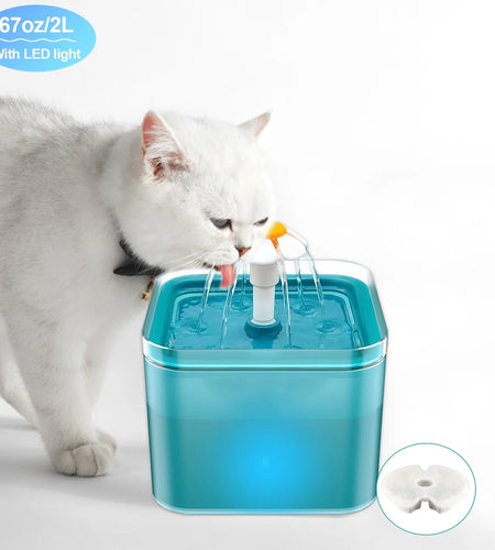 67Oz/2L Automatic Cat Water Fountain-Water Fountains for Cats Indoor-Pet Water Fountain-Dispenser Bowl,Ultra Silent - Cat Drinking Fountain for Small Dogs