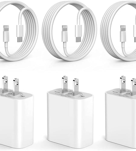 Iphone Fast Charger, 3 Pack [Apple Mfi Certified] 20W Type C Charger Block with 6FT USB C to Lightning Fast Charging Data Sync Cable Compatible for Iphone 14 13 12 11 Pro Max XS XR X (White）